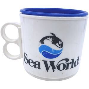 Sea World Shamu 1990's Vintage 8oz Kids Sippy Cup Mug w cover